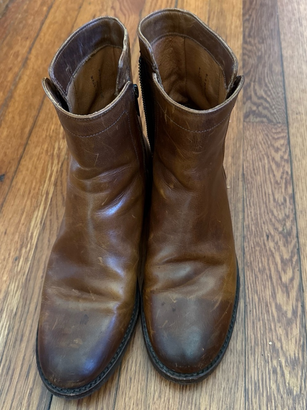 Frye Cognac Brown Leather Side Zip Boots - Women's 9.5 B
